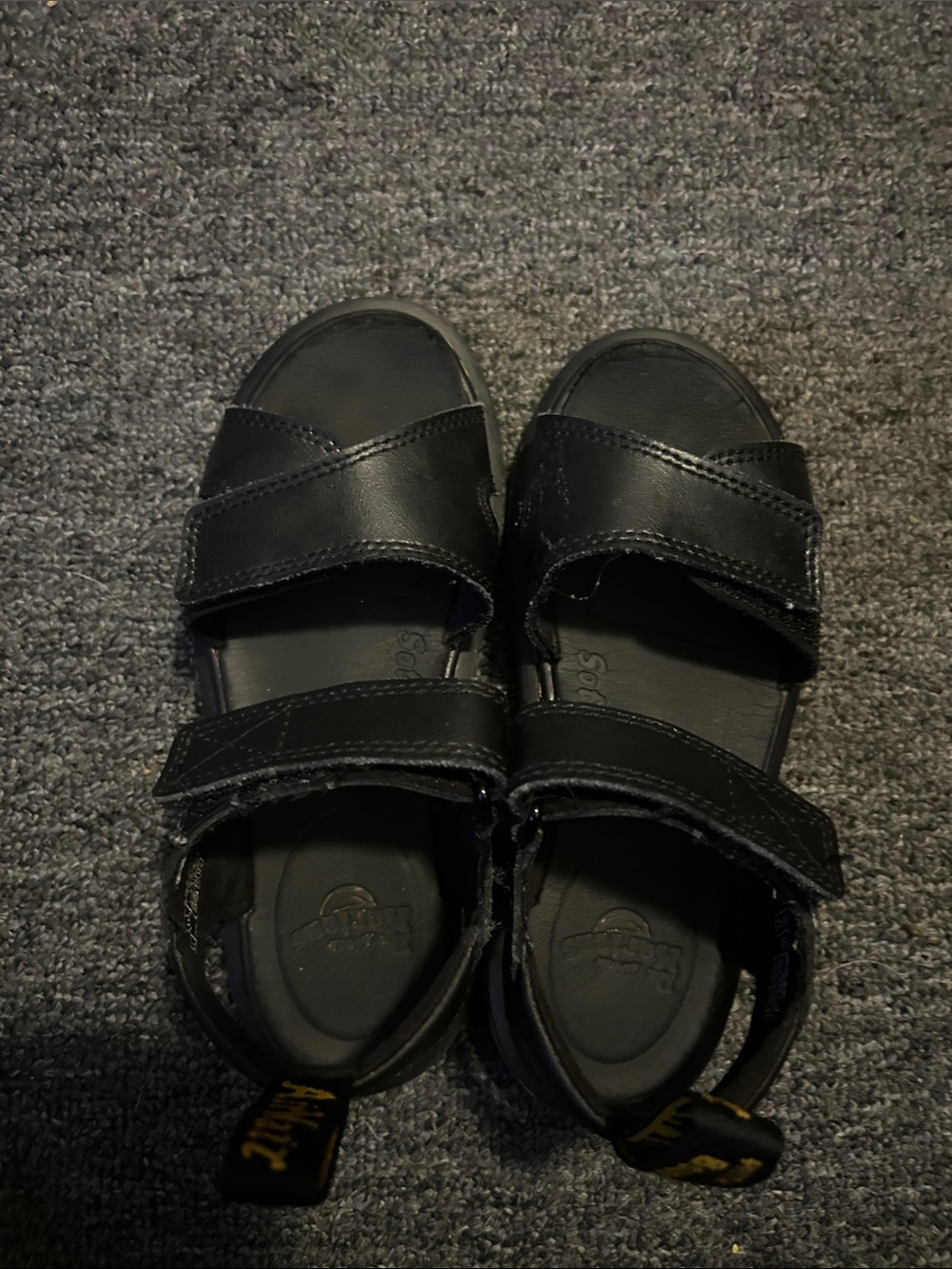 Dr. Martens Black Leather Two-Strap Sandals